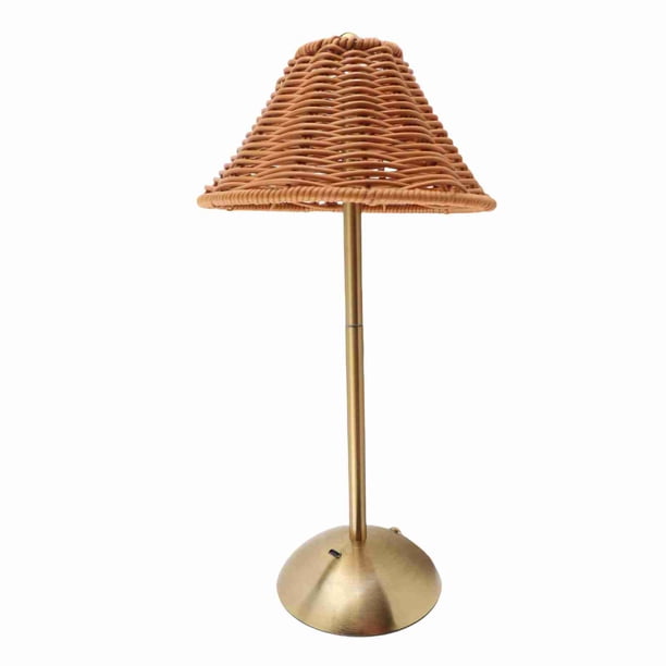 Lámpara De Mesa Inalámbrica De Ratán Bohemio, Lámpara De Escritorio Recargable Compacta Y Ahorradora De Energía, Cuidado De Los Ojos Para Restaurante
