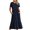 Navy, variant on Homenesgenics Sun Dresses for Women Women's Summer Casual Short Sleeve CrewNeck Dress Casual Flowy Tiered Maxi Beach Dress with Pockets