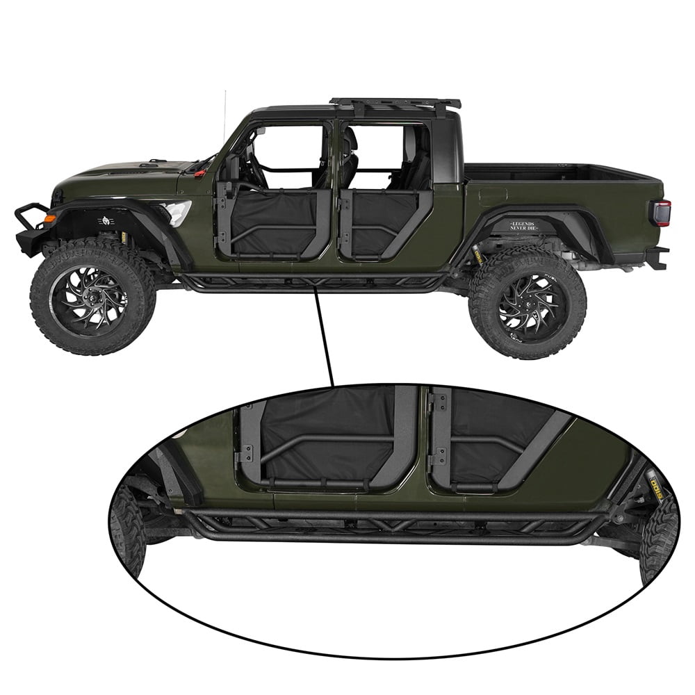 Hooke Road Pair Side Steps Running Board Nerf Bar for 2020-2025Jeep Gladiator JT Black