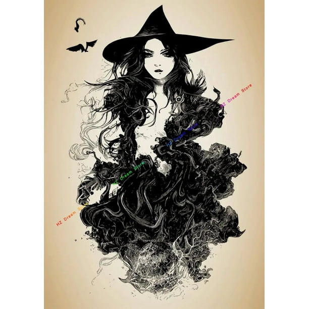 Pósteres e impresiones de Halloween de bruja Vintage, pintura en lienzo mágica de brujería de Luna Witchy, imágenes artísticas de pared para habitación, decoración del hogar