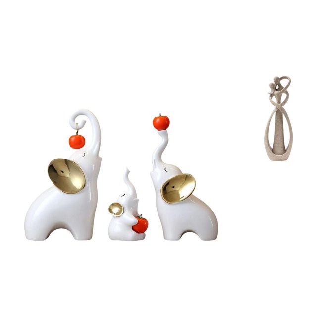 Esculturas Familiares De Elefantes Y Estatuas De Amantes Besándose. Figuras Artísticas De Animales Para Escritorio, Sala De Estar, Dormitorio, Estantería, Colección De Decoración De