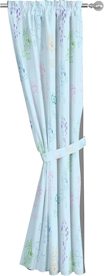 Bluey Colorful Friends 2 Panel Curtain Set, 84 Inch Long - Kids Home Décor