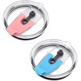 thumbnail image 1 of czcpp-2 Pcs Replacement Tumbler Lids, Cover Replacemen Spill-Proof Splash Resistant Travel Mug Lid Fits for Inner Diameter 3.15 INCH Yeti Rambler, Ozark Trail, Old Rtic（Blue+Pink）（20 OZ）, 1 of 4