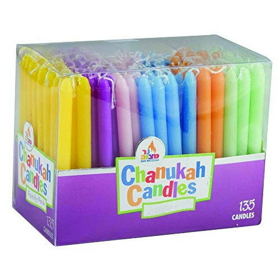 Ner Mitzvah, Multicolor Hanukkah Menorah Candles - Bulk Assorted Colors (135 Count)
