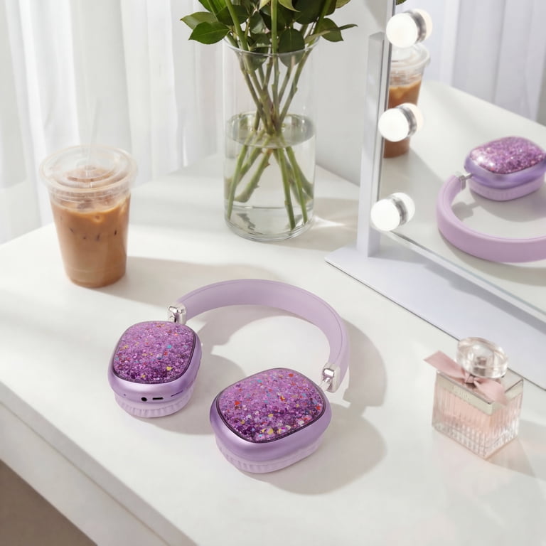PWRD Purple Liquid Glitter Wireless Over-Ear Headphones photo 7