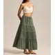 thumbnail image 5 of Faldas Largas Escalonadas para Mujer, Plisadas, en Forma de A, con Cintura Elástica Ajustable y Cordón Ajustable, Falda Larga . Verde L, 5 of 10
