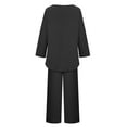 thumbnail image 4 of ATOYSOY Women's Casual Tracksuits Vacation 3/4 Sleeve Sweatsuits Loose Tops Capris Pants Round Neck Lounge Sets Fall Two Piece Cotton Lined Outfits Trendy Black XL, 4 of 5