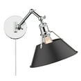 thumbnail image 4 of Yep by Golden Lighting Orwell 1-light Swing Arm Wall Lamp in Chrome and Matte Black shade, 4 of 5