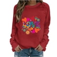 thumbnail image 1 of Rbaofujie Hoodie Surdimensionné Mode Femme Manches Longues Col Rond Imprimé Saint-Valentin Hauts Amples Blouse Chandails en Molleton Rouges Pulls Halloween pour Femmes, 1 of 8