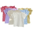 thumbnail image 3 of Ytdscs Little Girls Ruffle Sleeve T-Shirt for 1-9 Years Kids Summer Crewneck Tees for Girls Solid Color Lace Tops for Toddler, 3 of 9