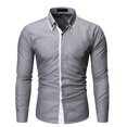 thumbnail image 3 of Men‘s Spring Color Matching Turndown Collar Long Sleeve Casual Shirts Blouse, 3 of 5