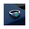 thumbnail image 3 of Gem Stone King 3.08 Ct Oval Green Malachite Blue Created Sapphire 925 Sterling Silver Ring, 3 of 4