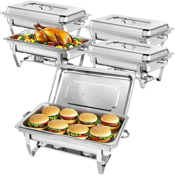EVGTTI 5 Pack 8QT Chafing Dish for Buffet, Food Grade Stainless Steel Chafing Dish with Full Size Food Pan for Parties, Events, Weddings