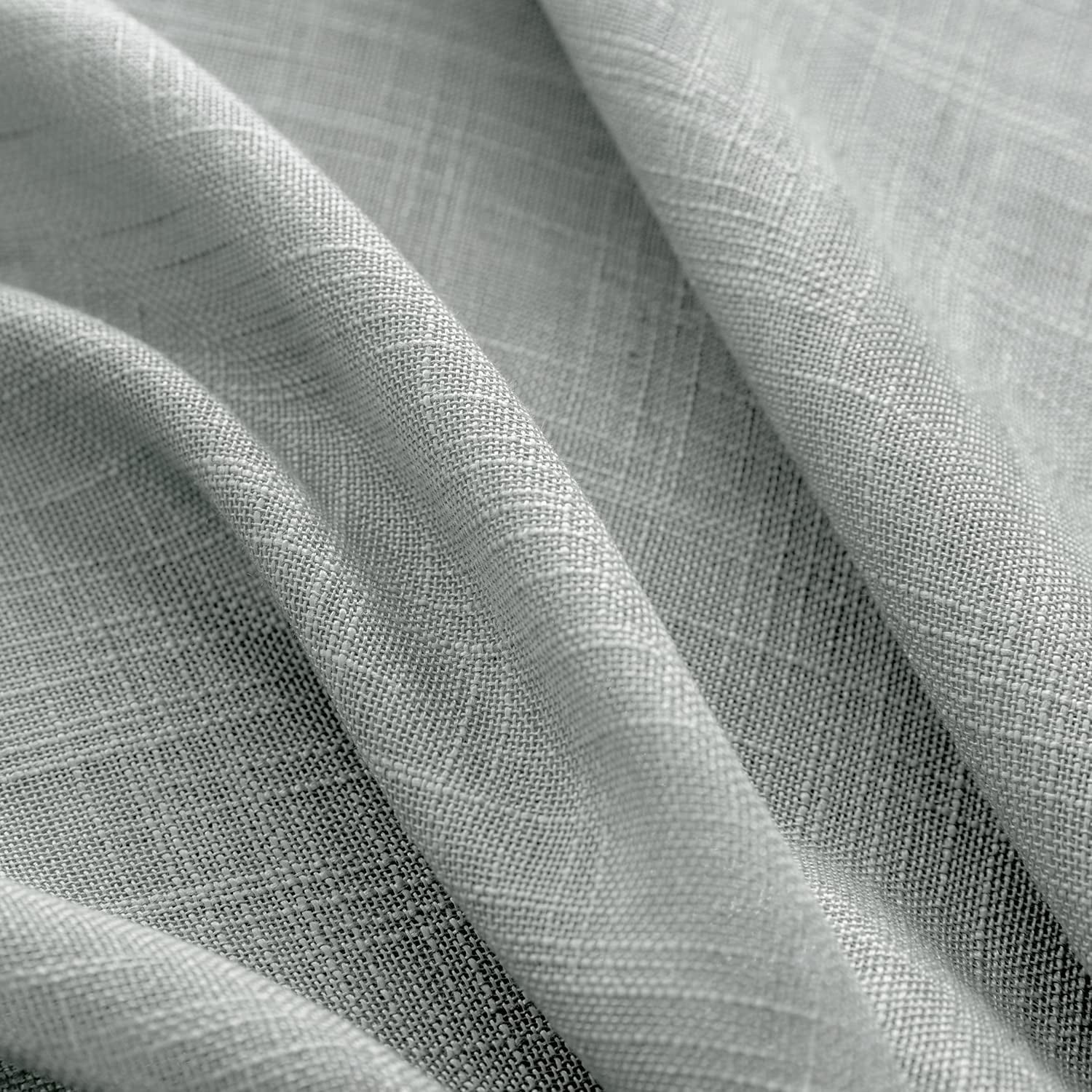 Grey Curtains 48 Inch Length for Bathroom Window 2 Panels.Semi Sheer Rod Pocket Faux Linen Small Curtains for Bedroom Kitchen.36x48 Inches Long.Light Gray