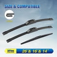 thumbnail image 2 of Windshield Wipers Replacement for Mazda CX-30 2024-2020, Acura RDX 2018-2007 Premium All-Weather Front & Rear Wiper Blades 26"+16"+14"-OEM Original Factory Quality(Set of 3), 2 of 10