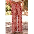thumbnail image 3 of Women's Red Paisley Printed High Waist Straight Leg Pants with Button Detailing - [ZhiHiMeRi] | (US 12-14)L, 3 of 12