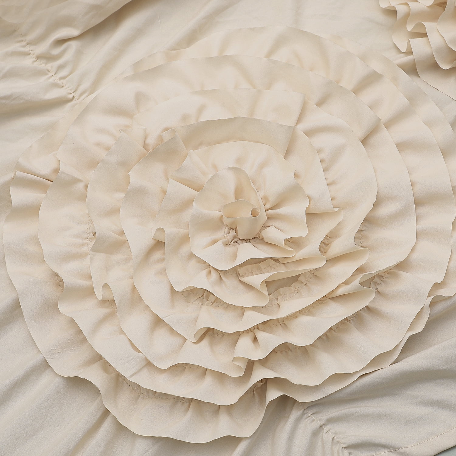 HIG Boho Ruffled Shower Curtain - Oversized Floral Print, Heavy Fabric with Elegant Draping for Bathroom, 72"x72", Camel