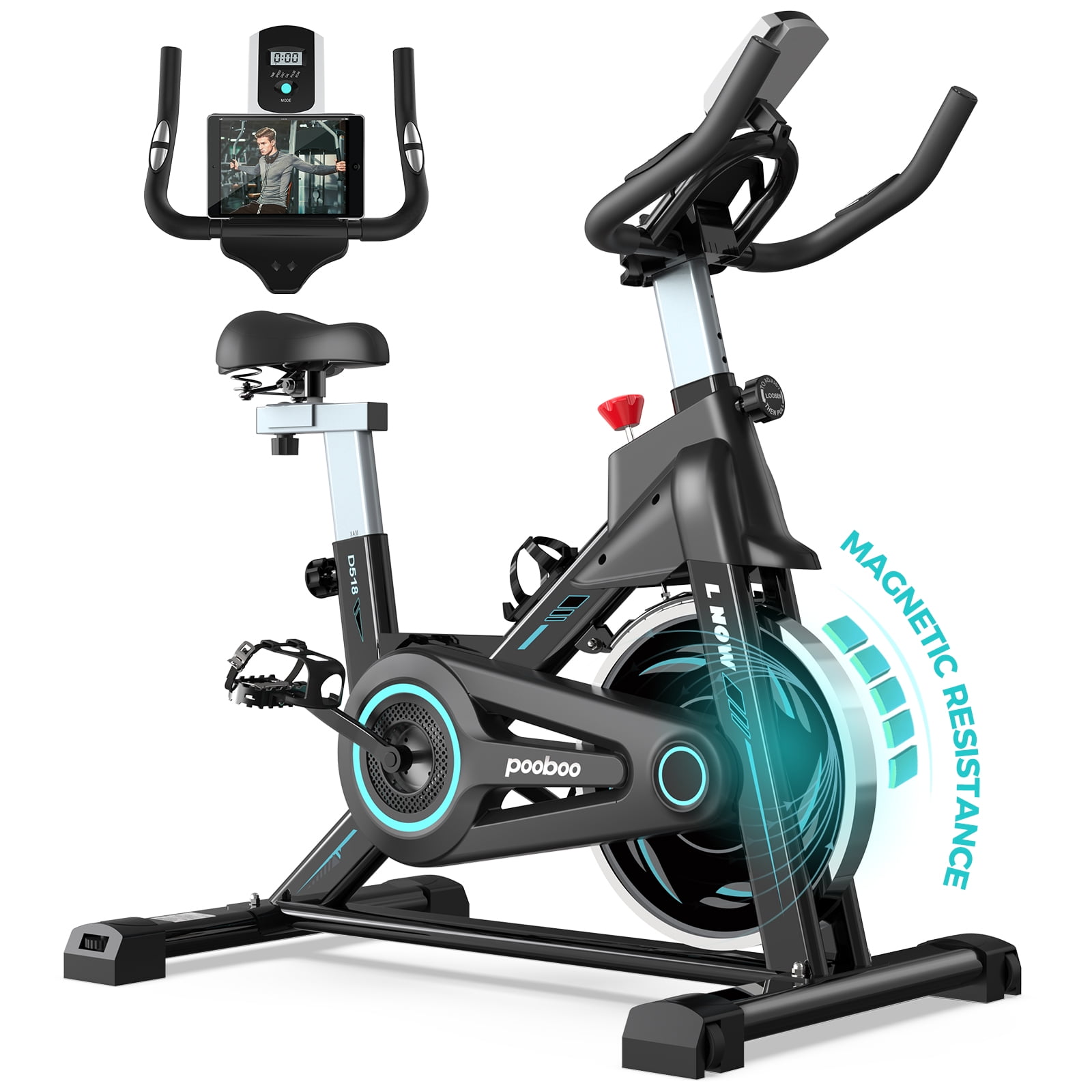Pooboo Indoor Cycling Bike Stationary Magnetic Exercise Bikes Bicycle Machine for Home Cardio Workout 350lb
