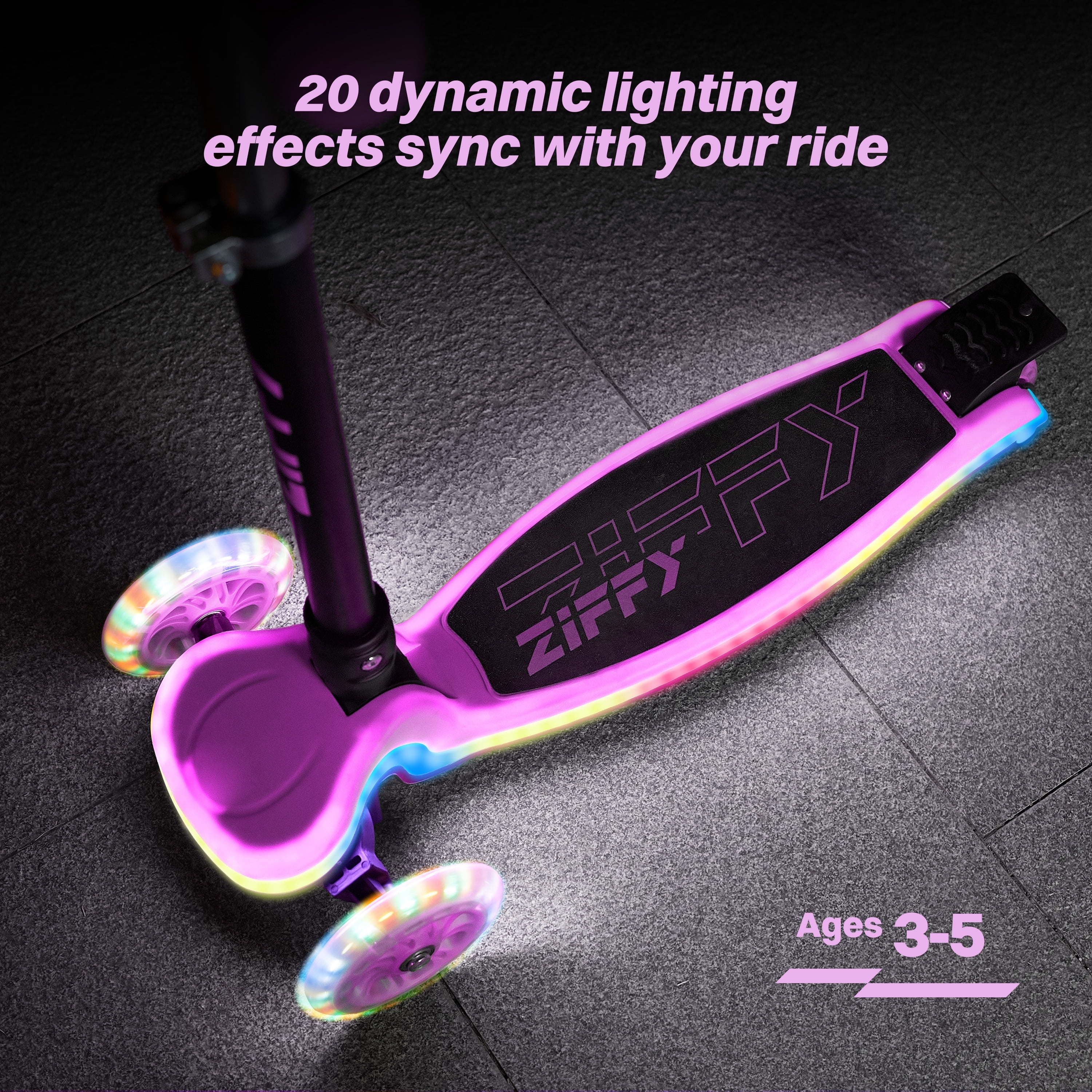 yunn⭐︎kids LIFE ZIFFY 3-Wheel Light-Up Kids Scooter, 4 Adjustable Height