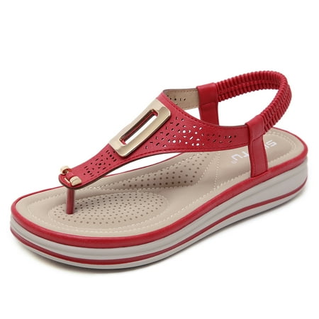 

2021 Spring New Women s Sandals Metal Buckle Leather Fashion Wedge Sandals