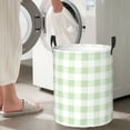 thumbnail image 4 of Picia Pistachio Green Checkboard Large Laundry Basket, Waterproof, Freestanding Laundry Hamper, Collapsible Tall Clothes Hamper with Extended Handles-Medium, 4 of 8