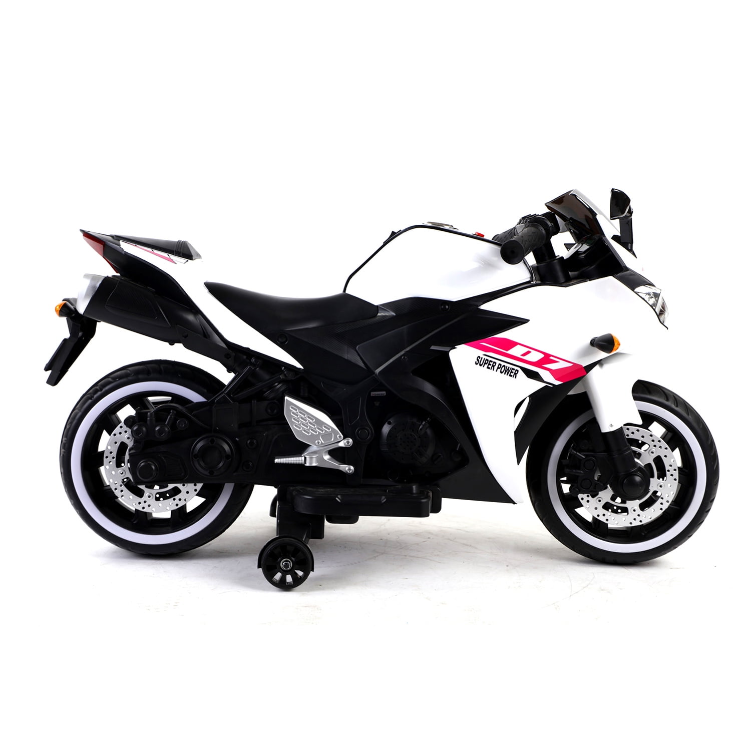 CIPACHO Kids Motorcycle 12V Powered Ride Ons for 3-6 Years Boys Girls Electric Kids Car Toys with Lightting Wheels, White