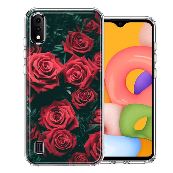 MUNDAZE For Samsung A01 Red Roses Design Double Layer Phone Case Cover