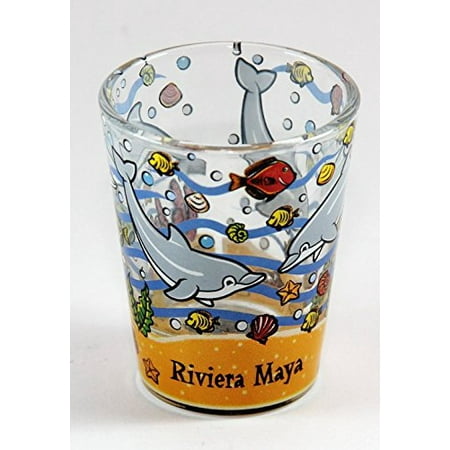 Make Jump Shot - Riviera Maya Mexico Jumping Dolphins Bottom Design Shot Glass