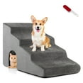 thumbnail image 1 of Gymax Pet Dog Stairs Steps 4-Step High Density Foam Dog Ramp w/Non-slip Bottom Grey, 1 of 10