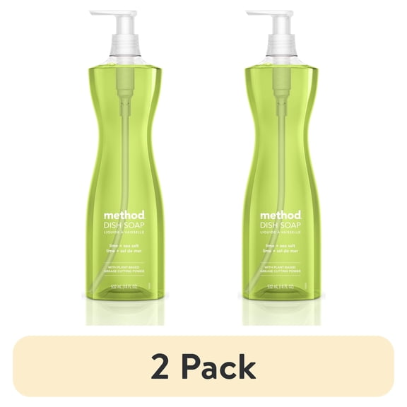 (2 pack) Method Dish Soap, Lime + Sea Salt, 18 ounce