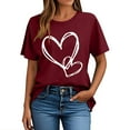thumbnail image 2 of Posijego Womens Heart Graphic T-Shirts Round Neck Casual Summer Short Sleeve Shirt Stretchy Soft Basic Tee Cute Tops, 2 of 5