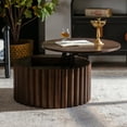 thumbnail image 3 of Coffee Tables Round Coffee Table With Lift Handcrafted Relief Sturdy Pedestal Wooden Tea Table for Living Room no need to Assemble,Wooden Coffee Tables, 3 of 11