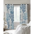 thumbnail image 2 of Blackout Curtains for Bedroom, Navy Blue Coral Coastal Room Darkening Window Drapes for Living Room, Summer Beach Seaside Nautical Thermal Insulated Grommet Curtains, 52x45 inch, 2 Panels, 2 of 9