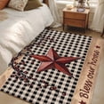 thumbnail image 5 of Country Stars Area Rugs 4x6 ft Vintage Dark Red Star Black Plaid Brown Wood Grain Washable Rug Non Slip Indoor Carpet Absorbent Floor Mat for Living Room Bedroom Dining Room, 5 of 9