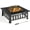 Black, variant on YEXJ Outdoor Fire Pit Wood Burning 32in Multifunctional Firepits Table Patio Stove with Waterproof Cover, Spark Screen, Poker, Large Square Fire Pits for Outside Garden Camping