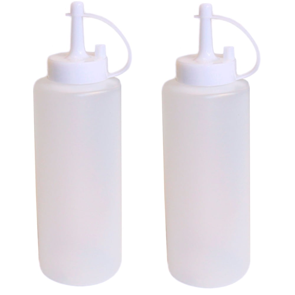 2 Clear Plastic Squeeze Bottle Condiment Dispenser Ketchup Mustard Sauce 22 Oz ! by Chef Craft
