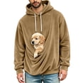 thumbnail image 5 of Oksale Fuzzy Pet Pouch Hoodies for Men Soft Cozy Sherpa Fleece Hoodie Sweatshirts with Kangarooo Pockets Long Sleeve Winter Clothes Khaki XL, 5 of 7