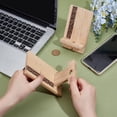 thumbnail image 3 of 2Pcs Wooden Smart Phone Holder Portable Desktop Cellphone Holders Natural Wood Smartphones Holder Universal Wood Phone Stand Desktop Organizer with Line Hole Compatible Most of Smartphone BurlyWood, 3 of 5
