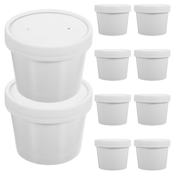 TABLETREANDS 10 Sets Disposable Soup Cups with Lids Ideal for Hot Soup and Dessert Storage