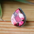 thumbnail image 5 of Rose Pink Dahlia Turquoise Ring, Teardrop Ring, 925 Silver Ring, Statement Ring, Beaded Ring, Charm Ring Boho Ring, Pear Stone, Gift For Her, 5 of 8