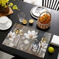 thumbnail image 3 of Brown Grey Floral Placemats Set of 4, Spring Summer Botanical Vintage Placemats for Dining Table, Place Mats for Kitchen Tabletop, Waterproof Wipeable Dining Table Mats Set, 3 of 9