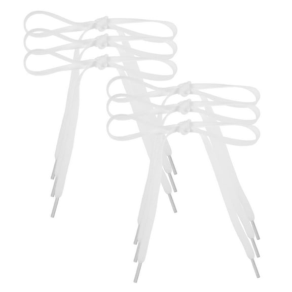 KALLORY 6-Pack White Sneaker Shoe Laces Polyester for Casual and Athletic Shoes, Simple Style Replacement