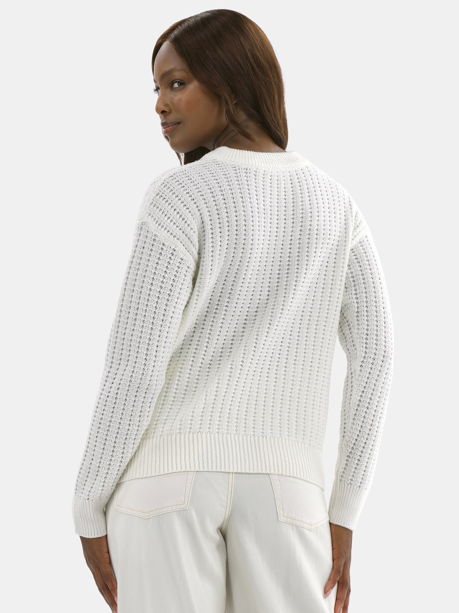Time and Tru Women's and Women’s Plus Textured Stitch Sweater, Midweight, Sizes XS-4X