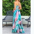 thumbnail image 4 of Vestido largo cruzado con escote en V, vestido largo cruzado con escote en V profundo para mujer, vestido largo con estampado floral, confiabilidad excepcional, 4 of 6