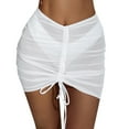 thumbnail image 2 of Baqcunre Swimsuit Coverup for Women, Women Ruffle Trim Sheer Beach Skirt Cover Up Skirt Beach Wrap Bikini Shiny Wraps Cover Up Skirt, Swim Suits for Women 2024, Cover Ups for Swimwear Women White 2XL, 2 of 9
