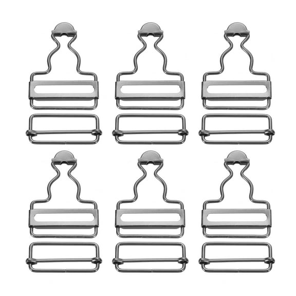 Uxcell Overall Buckles, 6 Sets Metal Suspender Replacement Buckles 35mm, Black