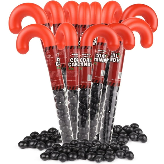 Naughty List Coal Candy Canes, Christmas Stocking Stuffers, 12 Count, 16.93 Ounce Box