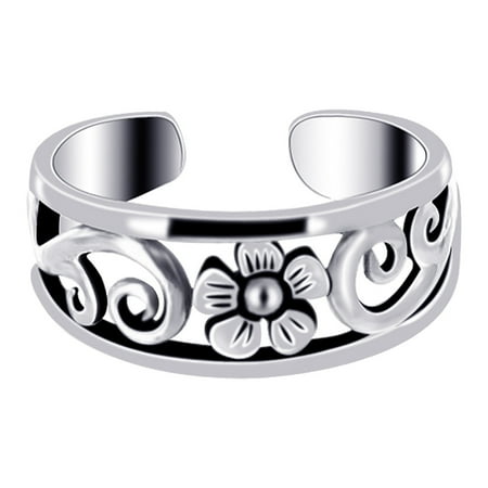 Gem Avenue 925 Sterling Silver Flower Toe Ring