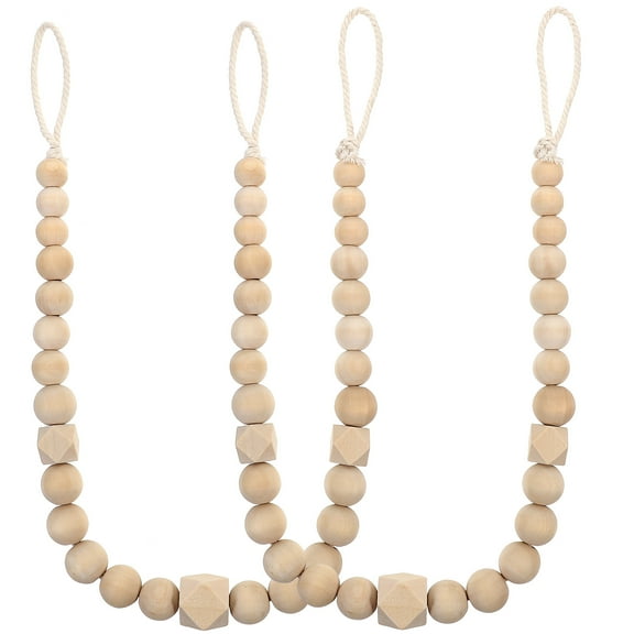 2pcs Decorative Wood Bead Curtain Tiebacks Set, Stylish Curtain Holdbacks for Home Window Drapery Accessories
