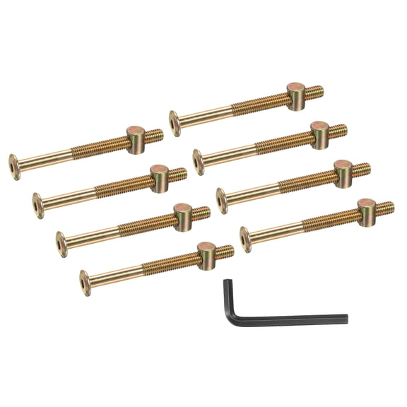 Uxcell 8 Set Bunk Bed Bolts and Nuts, M8x100mm Hex Drive Socket Cap Screws Nuts for Beds Headboards Chairs Furniture